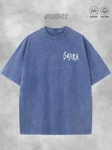 Metal Band Tees Men, Gojira Avantgarde Death Metal Double Sided Washed Cotton T Shirt, 230G Soft Breathable Summer Mode For Metal Fans, Father's Day Graduation Gift,   For Men - 寶藍色 - 查看 2