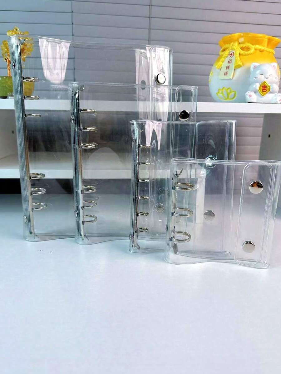 1入 A6/A7/A8/M5 便攜透明活頁夾,照片收納袋,可用作相簿、儲蓄計畫本、會計筆記本,辦公文具,透明封面,Ins風學生用品 - 彩色 - 查看 1