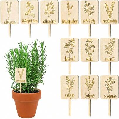 12/24 nhãn gỗ đánh dấu cây trồng - 12 kiểu, kích thước 4 x 1.5 inch, 24 chiếc - Nhãn đánh dấu cây trồng, nhãn đánh dấu thảo mộc trong vườn