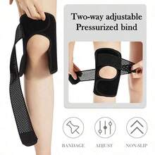 Adjustable Knee Brace, Side Spring Support, Breathable Lightweight Design, Hook And Loop Closure, Medium Elasticity, Unisex, Suitable For Running (Single Pack) - Black - View 5