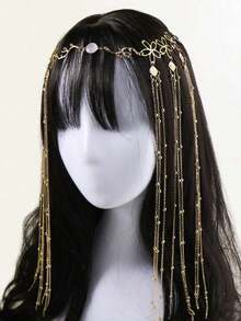 Ancient Style Tassel Super Fairy Curtain Forehead Chain 1 Piece Street Bow Skull Skeleton Carnival Head Jewelry Hair Chain Head Pieces Jewelry Hair Jewelry Hair Vine Chain, Hair Jewellery, Wedding, Hair Accessories, Bride To Be, Hair Accessories For Women - Vàng - Xem 2