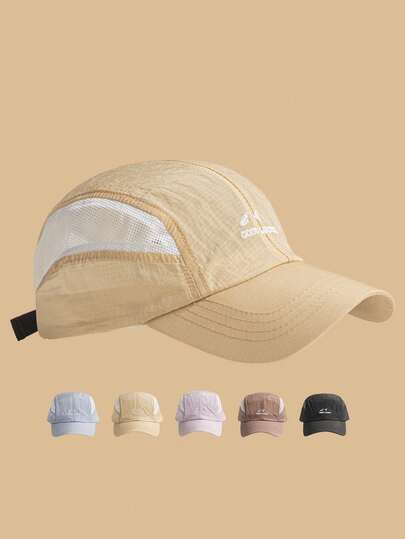 1件装女士复古工装风速干网眼棒球帽，夏季户外露营防晒透气徒步男士帽子，适合夏季户外活动。