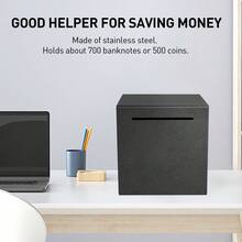 Ống tiết kiệm bền chắc, phải đập vỡ mới mở được, chất liệu thép không gỉ, có thể đựng tiền thật, hũ tiết kiệm bằng kim loại chắc chắn và bền bỉ. - màu đen - Xem 4