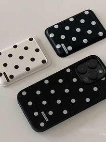 Minimalist Polka Dot Niche Magnetic Card Holder Magsafe Leather Card Case - Multicolor - View 3