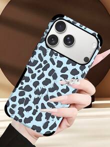 Cheetah,Leopard Print 1pc Faux Leather Leopard Print Soft Protective Phone Case, Shock-Absorbing Design With Speaker Hole, Suitable For Apple 17 Pro Max/16 Pro Max/16 Plus/13 Pro Max/14 Pro Max 13 14 11 12 Pro 11/15 Pro, Galaxy S24 Ultra, Holiday Gift - Blue - View 6