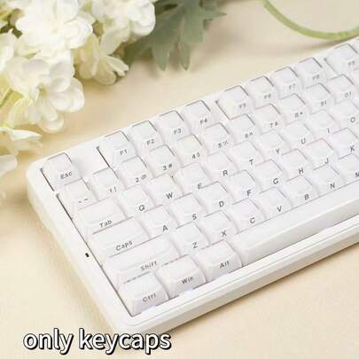 [Opaque Jelly White Keycaps] 130+ Keys, PBT Material, MDA Profile, Full Set DIY Customized Mechanical Keyboard Keycaps, Compatible With MX Switches, 61/64/68/75/84/87/98/104/108 Key Layouts, Jelly White, Perfect Gift, Keyboard Keycaps, Keycap Collection, Keyboard Accessories, Mechanical Keyboard Keycaps, PBT Keycaps, Keycaps, Dye-Sublimated Keycaps, Hot-Swappable Keycaps