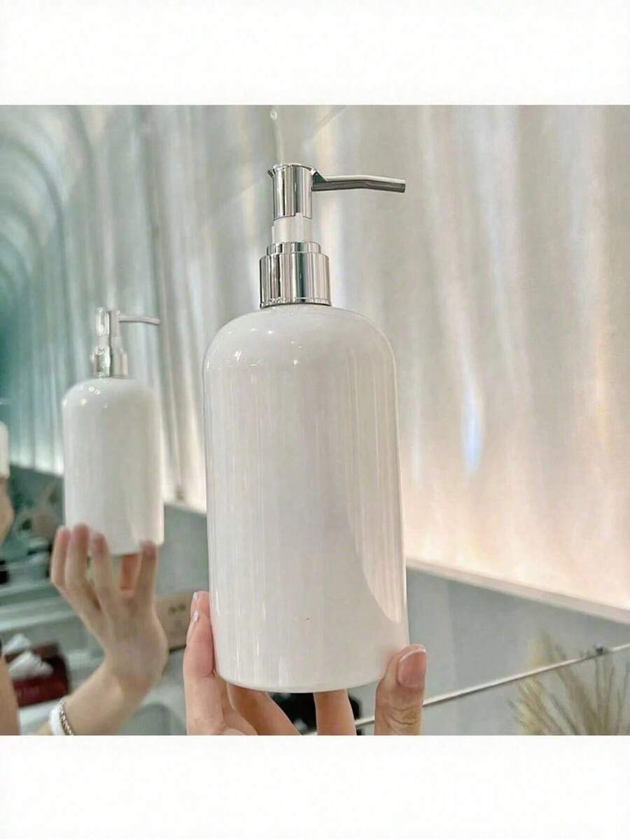 煙灰色錘紋可補充液體皂液器,現代浴室液體皂泵瓶,附電鍍防鏽泵頭 - 白色 - 查看 1