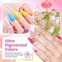 Beetles 39Pcs 36 Colors Dewdrop Flora Neon Gel Nail Polish Set, Spring Jelly Pink Milky White Yellow Purple Green Natural Classic Shades, Soak Off UV LED, Home Salon Manicure Kit, Summer Gifts For Women - 39Pcs 36 Colors Dewdrop Flora - 查看 5