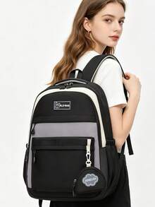 1pc Fashion Nylon Student Backpack, Suitable For Teenage Girls, Multi-Compartment Design, Comes With Detachable Coin Purse, Lightweight Ergonomic Design, Suitable For Commuting And Travel - Multicolor - View 7