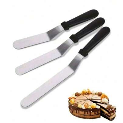 1/3pcs Stainless Steel Icing Spatula Baking Tools - 6/8/10 Inch Flat Scraper For Cake Baking, Decorating And Smoothing Cream, Acrylic Cake Smoother, Large Cream Edge Scraper Suitable For Kitchen Baking DIY Decoration Mousse Mixing Cooking Tools