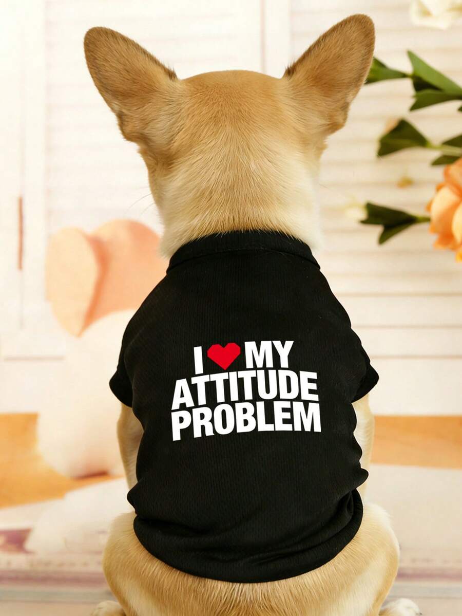 1pc Pet Dog Vest, Lightweight Breathable Summer Short Sleeve Outfit For Teddy, Small Dogs, Kittens, Prevents Shedding Sleeveless Vest - Black - View 1