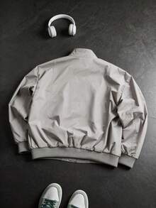 Áo khoác nam màu xám, thiết kế phối lưới, cổ đứng, chống nhăn và dễ bảo quản, kiểu dáng tối giản cổ điển, phù hợp cho đi làm và dạo phố mùa xuân/thu. - Xám - Xem 11