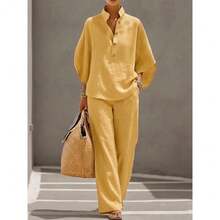 New Women's Shirt Set 2026 Casual City Suit Women's, Trajes Elegantes De Mujer - 土黃色 - 查看 1