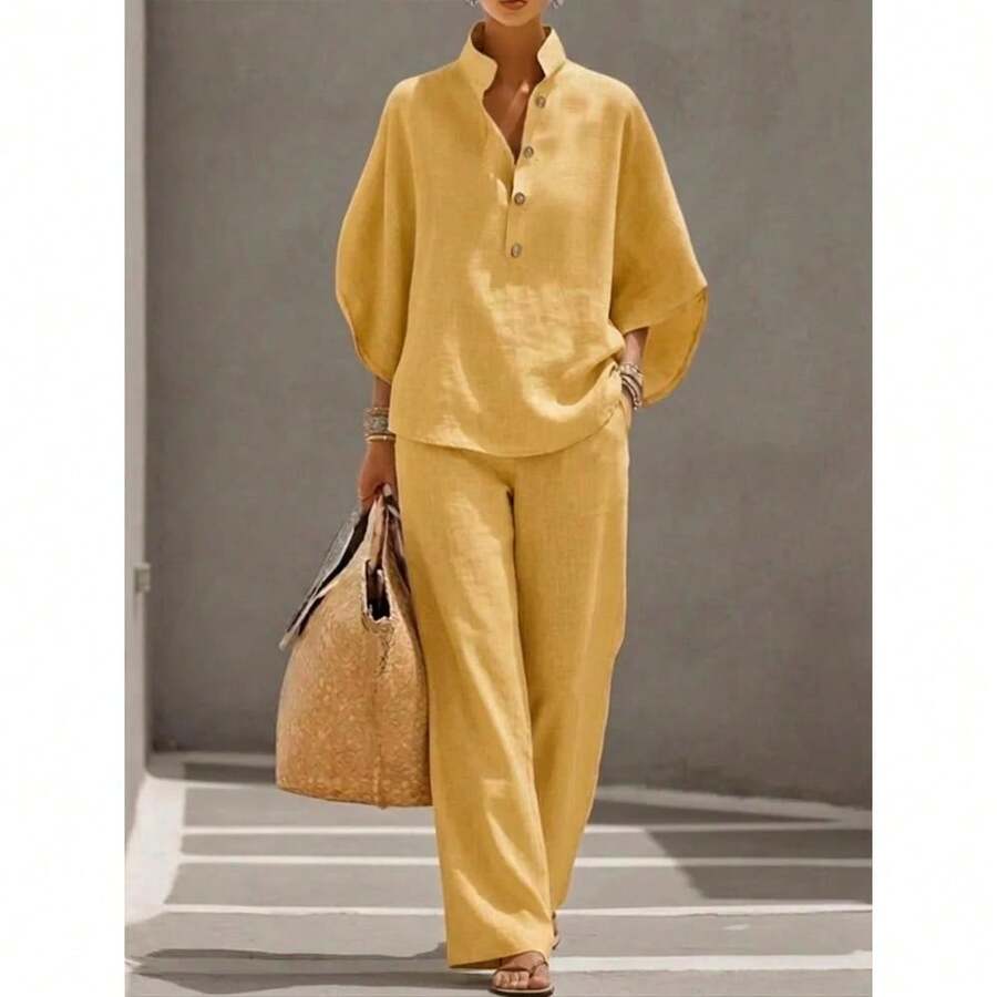 New Women's Shirt Set 2026 Casual City Suit Women's, Trajes Elegantes De Mujer - 土黃色 - 查看 1