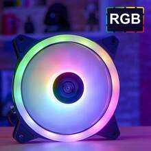 PlayShop Electronics Cooler Fan LED RGB 12V Ventoinha Para Dissipador Gabinete e Cpu / Processador Gamer 120mm / 12cm De 1500 rpm, Conector 3 Pinos + 4 Pinos molex - RGB - Visão 5