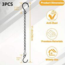1/3/5/7 cái Xích treo màu đen 11.4 inch kèm móc chữ S - Giá treo cây bằng sắt điều chỉnh được, phù hợp trong nhà/ngoài trời, lý tưởng để treo cây, máng cho chim, đèn lồng và giỏ hoa, giá treo cây ngoài trời | Giá treo cây trang trí | Giá treo cây bền bỉ - Xích - Xem 10