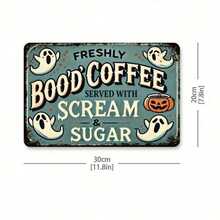 HELLOYOUNG Vintage Halloween Coffee Metal Sign 8x12 Inches – Rustic Wall Art For Home, Kitchen, Office, Garage Decor, Fall Room Decoration - Multicolor - View 8
