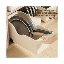 Set Of 3 Durable Rolling Organizers For Cabinets And Pantries - A Storage System With 3 Boxes And 6 Wheels Designed To Save Space, Suitable For Pots, Pans, Spices, And Lids - Ideal For Organizing Under The Sink And In Kitchen Cabinets - Champagne - View 8