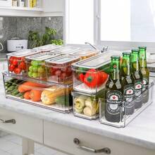 de 10 Organizadores de Refrigerador, Contenedores de Acrilico de Nevera Transparentes con Tapas, Recipientes para Congelar Alimentos sin BPA para Frutas y Verduras, para Cocina y Gabinetes - B0CHLY2L77 - Ver 1