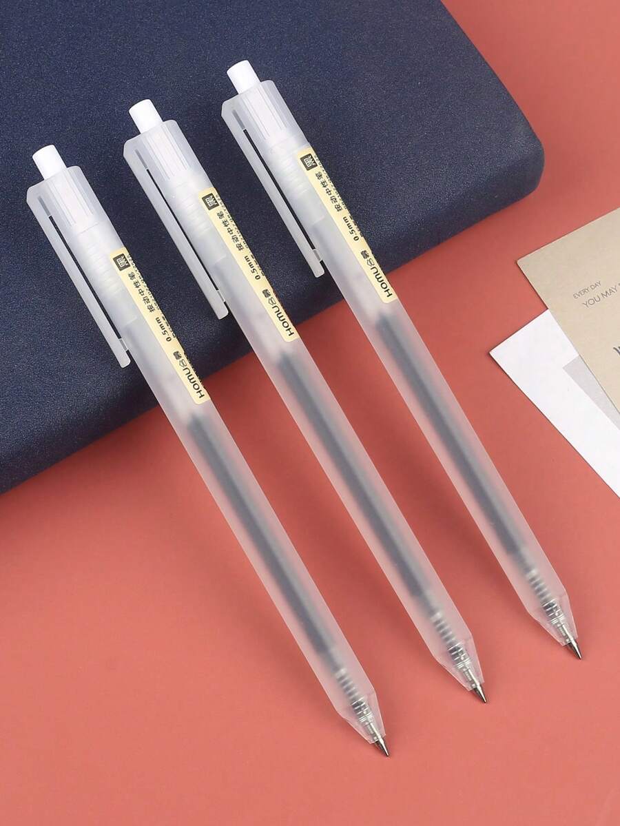 2/5/10pcs/Set Neutral Pens, Simple Push-Type Ballpoint Pens, 0.5mm Ink, Suitable For Business Office, Back To School Essential - Press the Pen - View 1