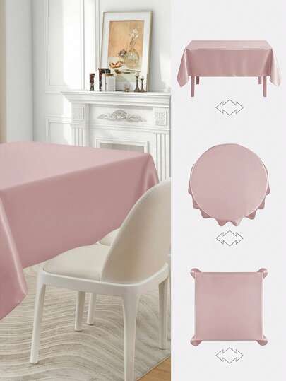 1 pieza Mantel de satén de unicolor, ¡imprescindible para citas! Mantel de color crema en estilo Ins, de unicolor, suave y elegante, cubierta de mesa de té para la sala de estar, gris, negro, champán, blanco