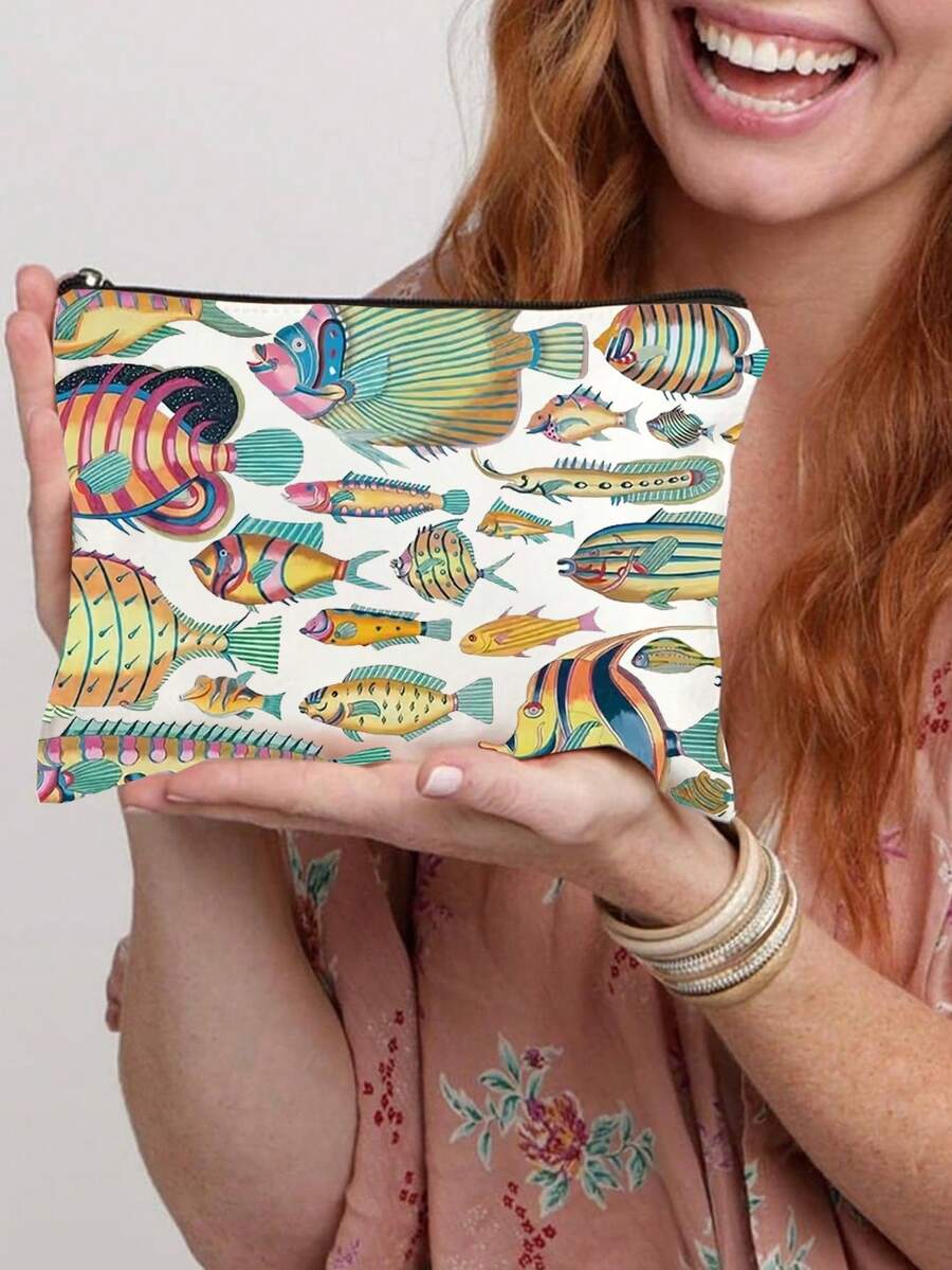 Cosmetic Travel Bag - Spacious Zipper Makeup Organizer With Toiletry Pockets, Durable Polyester, Easy To Clean, Stylish Design For On-The-Go Beauty Essentials, Travel Makeup Bag - Multicolor - View 1