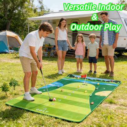 Set de alfombra de práctica de golf, juego de práctica de golf para interior/exterior, alfombra de entrenamiento de golf, juego de ocio para camping y fiestas al aire libre