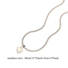 1pc Compact And Exquisite Fiery Crystal Heart-Shaped Titanium Steel Necklace With A Minimalist Summer Design, Pendant With Collarbone Chain Accessories, Summer Women's Necklace, Beach Accessories Accessories - Multicolor - View 2