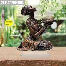 Acrylic African Female Figure Sculpture, 2D Flat Decorative Sign, Creative Desktop Decor - A - View 3