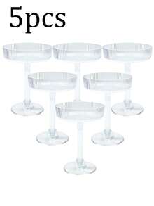 1/5/10pcs Creative Champagne Tower Plastic Cups, Ribbed Vintage Martini Champagne Cocktail Glasses 10oz Unbreakable Plastic Champagne Flutes Set, Suitable For Wedding Birthday Party Bar Cocktail, Beer, Beverage, Dessert And Other Containers. Elegant Artistic Decoration Champagne Glasses For Wedding Party - View 13