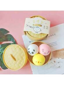 1/2/4 pièces Jouet de serrage en forme de ravioli, Balle anti-stress en forme de ravioli, Jouet de serrage en forme de petits pains vapeur, Cadeau pour adultes - Multicolore - Voir 1