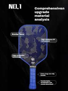 HTPICK 1 buah Raket Pickleball Kevlar - Raket Pickleball Kelas Turnamen T700 Serat Karbon Tenun Dingin, Cocok untuk Latihan dan Kompetisi, Raket Serangan Gaya Bertenaga - MultiWarna - View 6