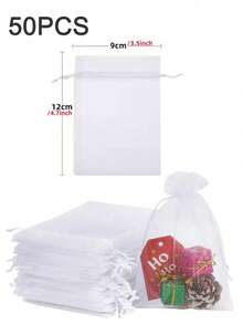 10-200pcs Organza Drawstring Pouches, Gift Bags Candy Jewelry Party Wedding Favor Bags Gift For Christmas Candy Wedding Birthday - Multicolor - View 22