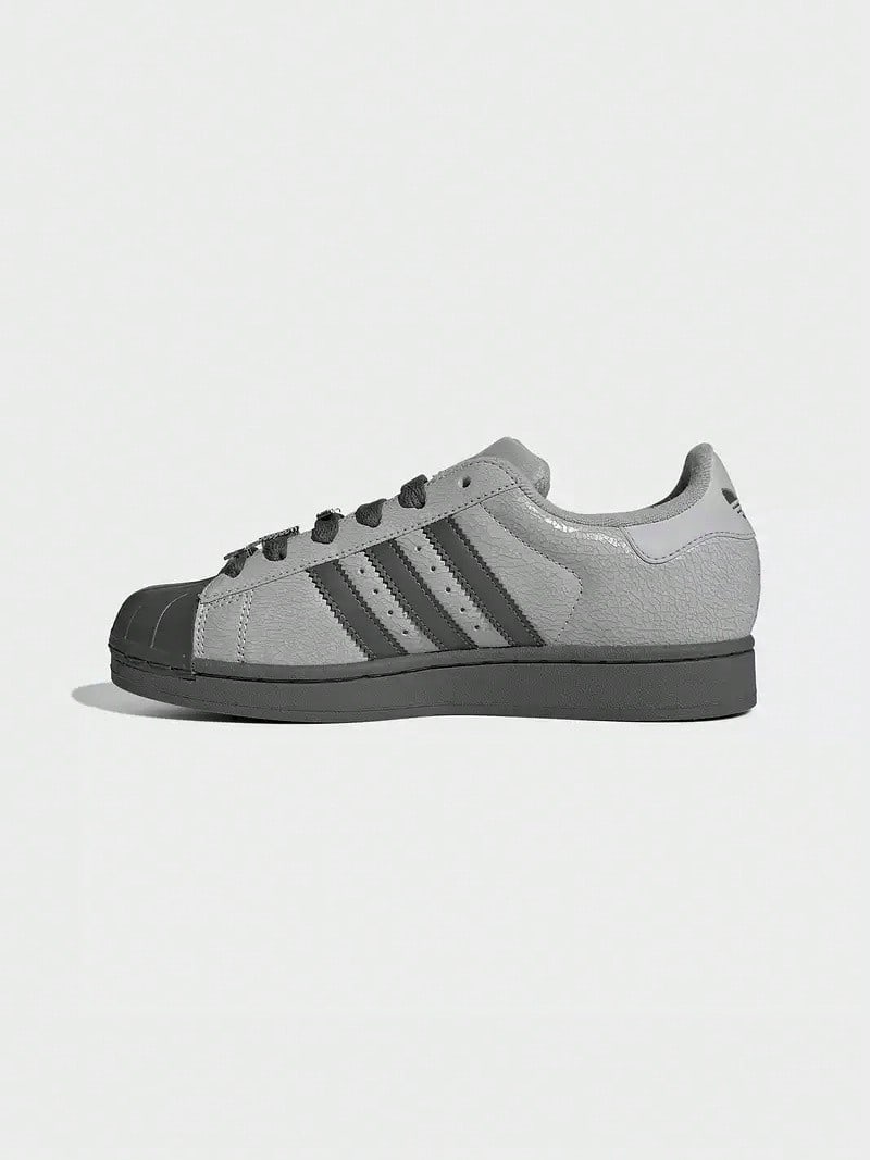 Adidas 三葉草女鞋貝殼頭鞋SUPERSTAR II經典運動板鞋 - 灰色/黑色 - 查看 1