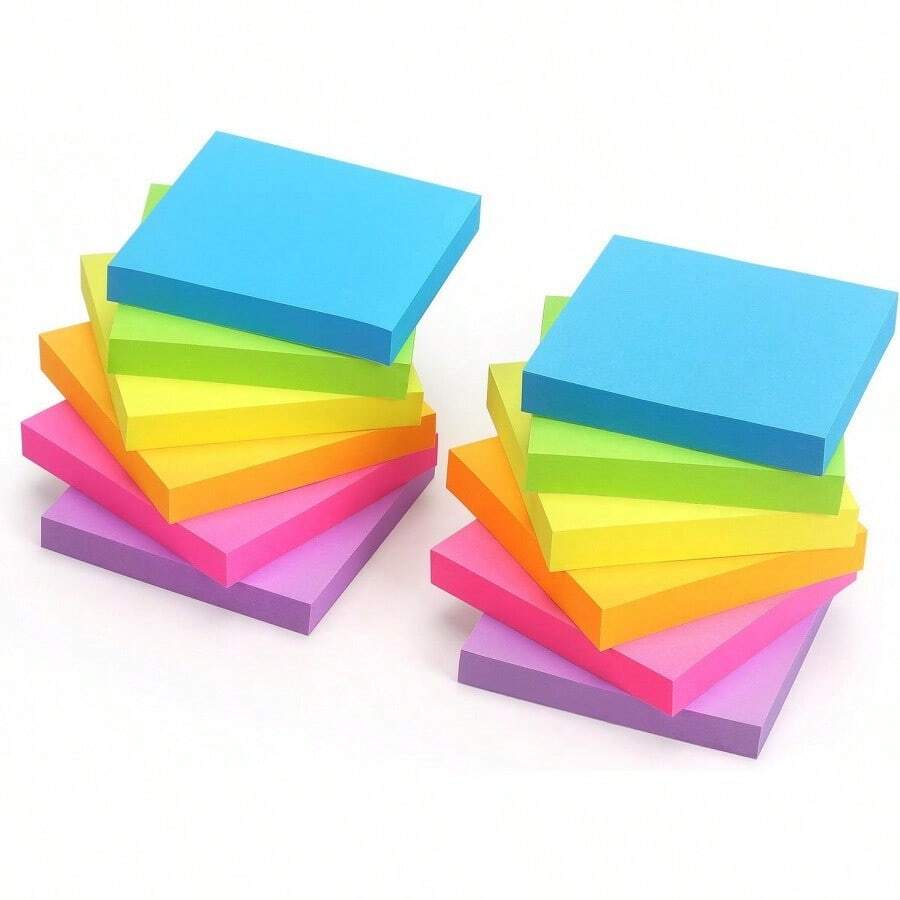 -2pCSPost-It 100% Paper Super Sticky Notes, 3 Inches (Approx. 7.6 Cm) X 3 Inches (Approx. 7.6 Cm), 12 Sheets, 70 Sheets Per Sheet, Wanderlust Crayons, School Supplies And Office Supplies.