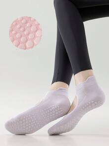 2/4/8 Pairs Women's Socks, Solid Color Assorted, Mesh Backless Non-Slip Dotted Sports Ankle Socks, Suitable For Pilates, Yoga, Indoor Sports, Birthday/Holiday Gifts - Multicolor - View 3