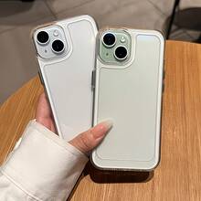 1pc Transparent Metal Button Space Case Phone Case, Personalized Fit For IPhone 16 Pro Max, 17/16/15/14 Plus/13/12/11, Protective Case - Clear - View 5