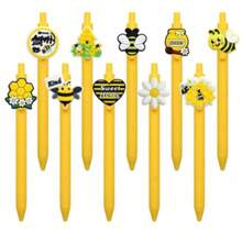 1/6/10pcs Cute Bee Series Ballpoint Pens, Adorable Writing Stationery Pens, Creative Signature Pens, High-Quality Yellow Cute Bee Style, Suitable For Office, School, Classroom Rewards, Back To School Gifts, Birthday Gifts - Sets - View 6