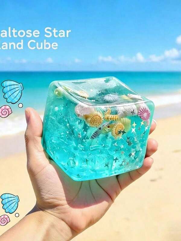 Ocean-Themed Sensory Squeeze Toy - Malta Sugar Block, Decorated With Cartoon Seashells, Conches, Fish Schools And Ice Cream Elements, Effectively Relieves Anxiety. Suitable For Outdoor Spaces And Office Environments, Providing Stress Relief Anytime. As A Cute Desktop Decor, It Makes A Perfect Party Or Holiday Gift!