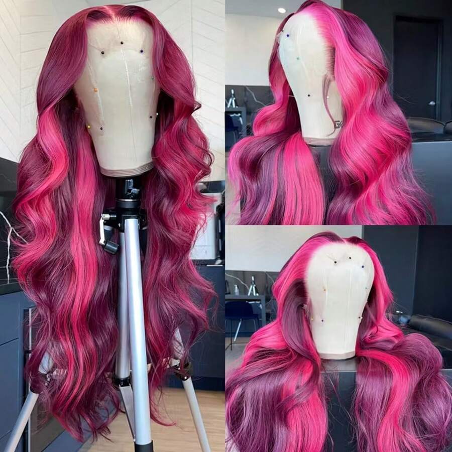 13X4 Free Part Black Green Highlights Body Wave Lace Front Wigs Pre Plucked Soft Long Wavy Hair Wigs Heat Resistant Wave Wigs Glueless Christmas Wig Long Wavy Synthetic Lace Front Wigs For Women Perfect For Daily Wear & Parties - Điểm nổi bật - Xem 1