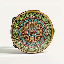 1 buah Gendang Tangan Berwarna Cerah - Desain Mandala Berwarna-warni, Bahan PVC, Cocok untuk Pemain Perkusi dan Alat Peraga Tari, Gendang Bongo Genggam Portabel, Alat Musik Perkusi Orff, Suara Keras dan Menyenangkan, Hadiah Musik - MultiWarna - View 9
