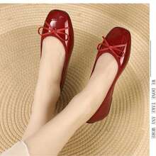 2025 Latest Women Flat Round Toe Bow Tie Shoes, Fashion & Comfortable, Easy To Wear. Suitable For University, School, Casual, Party And Dance Occasions. This Shoe Features Multi-Color Design With Flat Sole.,Ballet Flats - 紅色 - 查看 12