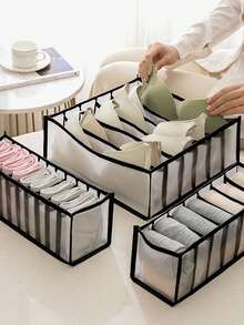 3pcs Underwear Storage Boxes, Socks Storage Boxes, Foldable Breathable Mesh Divided Storage Boxes, Fabric Bra & Socks Storage Boxes, Girls Dorm Closet Storage Set, Closet Storage Containers, Suitable For Underwear, Socks, Skirts, T-Shirts, Jeans - Visible Mesh Drawer Dividers, Closet Storage, Visible Storage, Mesh Material, Clothing Organization & Storage - Multicolor - View 7