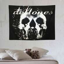 1PC Deft-Ones Metal Band Album Tapestry Wall Decoration, Art Home Decoration Suitable For Bedrooms, Living Rooms, Balconies - For Fans, Providing Unique Gifts, Room Flags And Door Curtains Decoration Background Arrangement - 1PC - 查看 6