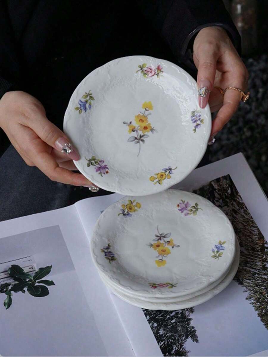 Đĩa tráng miệng bằng gốm, đĩa ăn tối tối giản bằng gốm, bộ nhiều đĩa ăn nhẹ gia đình, đĩa trái cây, đĩa bánh, đĩa cà phê cho bữa trà chiều. - nhiều - Xem 1