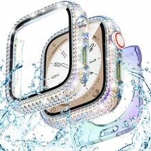 40mm Waterproof Bling Case With Screen Protector For Apple Watch SE/Series 4-6, Sparkling PC Front Bumper & Hollow Back Cover, Splash-Resistant Easy Install - 豐富多彩的 - 查看 1