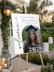 1pc - Personalized Graduation Photo Poster, Graduation Party Signage: Congratulations Class Of 2026, Welcome Poster, 2026 Graduation Party Entrance Identifier, Floral Graduation Decor, Graduation Celebration Welcome Sign With Photo, Graduation Party Welcome Board, Graduation Poster With Photo - Multicolor - View 4