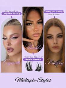 Anime Lash Clusters Kit 9-16mm 140pcs Wet-Look Fairy Eyelash Clusters With Lash Bond&Seal, Tweezer DIY Eyelash Extensions Kit Spiky Manga Individual Lashes Suitable For Daily Wear, Wedding, Date, Party, Music Festival Ultra-Thin Lash Band Lashes, Eyelashes, Fake Lashes DIY At Home - 黑色 - 查看 4