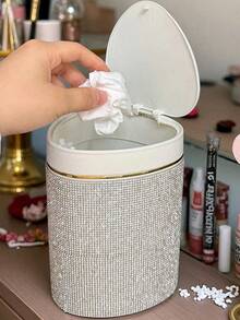 1 chiếc hộp đựng đồ trang điểm để bàn hình trái tim đính đá, có nắp xoay, thích hợp cho bàn trang điểm, phòng ngủ, văn phòng, lấp lánh dưới ánh nắng mặt trời. - Nhiều màu - Xem 2