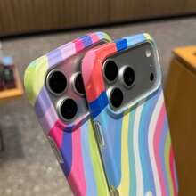 Koolife 1pc Wavy Striped Phone Case, Suitable For IPhone 17 Pro Max, 17 Pro, 17 Air, 17, 16, 15, 14 Plus, 13, 12 Pro Max, 11, Fashionable Anti-Drop Back Cover - Style 2 - View 6